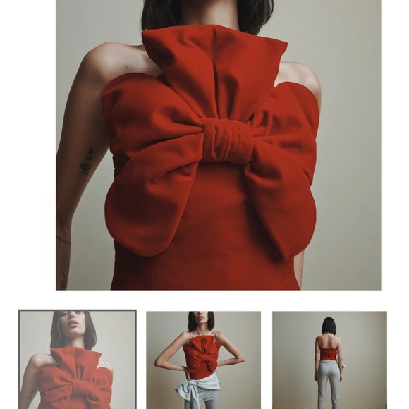 Hellessy Tops - Hellessy Red Bow Strapless Top